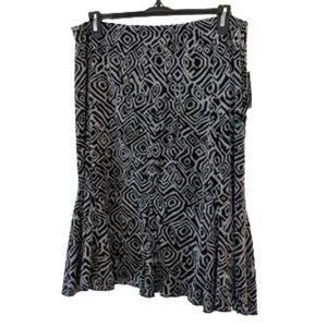 👗Briggs New York Black-White Pattern Gathered Skirt NEW (Size L)👗
